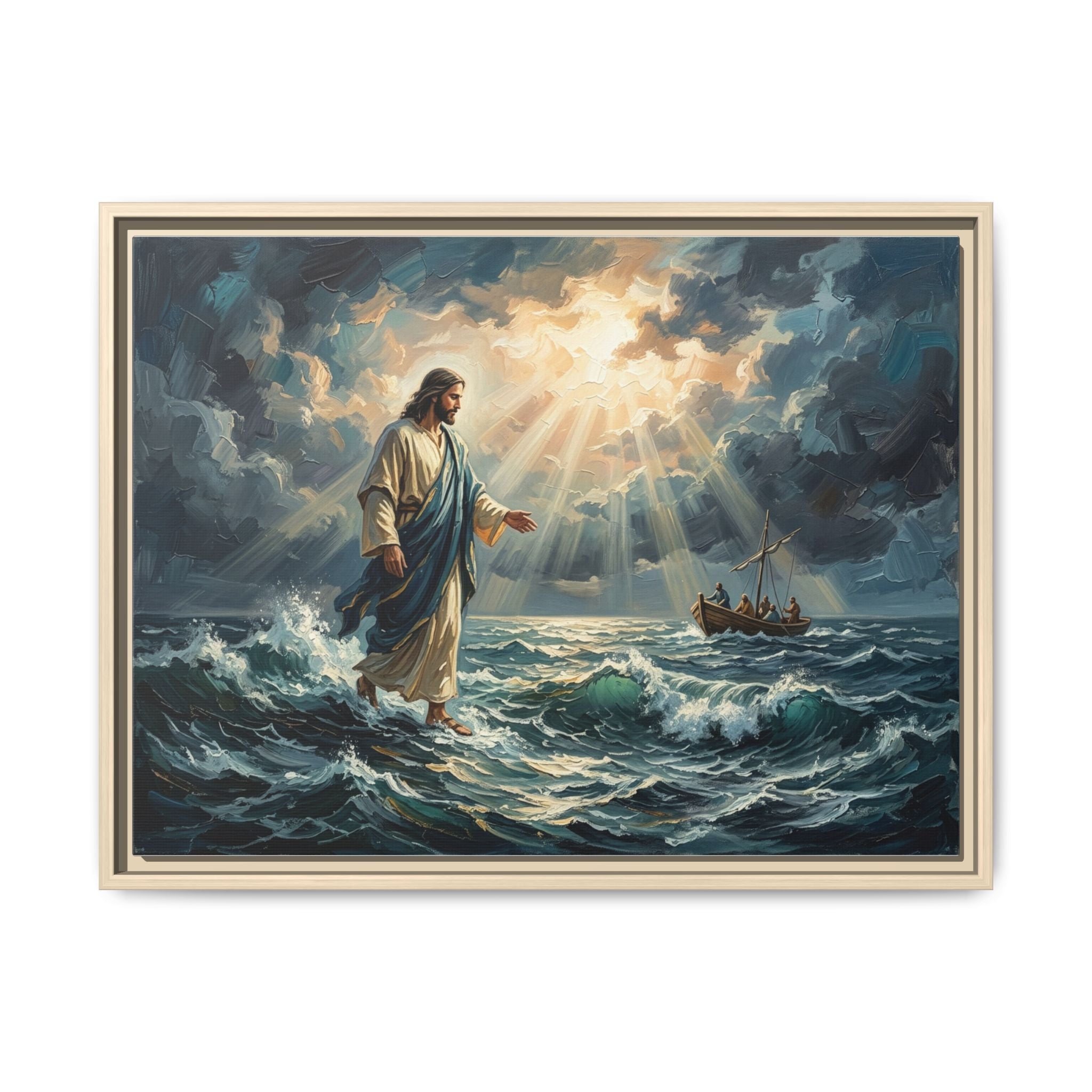 "Peace Be Still - Jesus Walking on Water" | Matthew 14:22-33 Matte Framed Canvas
