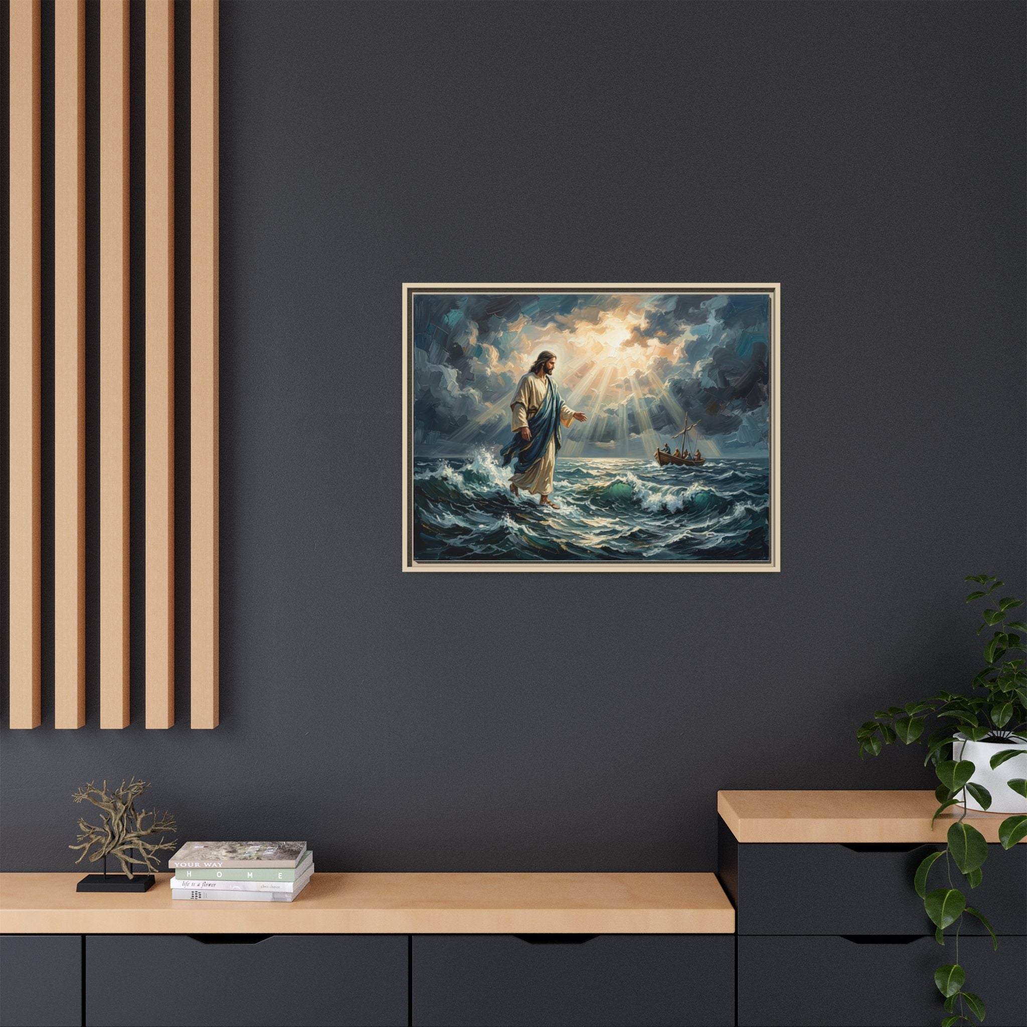 "Peace Be Still - Jesus Walking on Water" | Matthew 14:22-33 Matte Framed Canvas