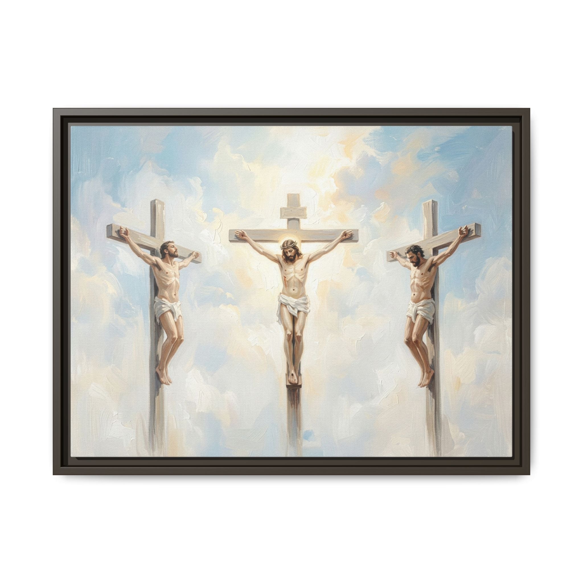 "The Crucifixion - Three Crosses at Golgotha" | Matthew 27:32-56 Framed Canvas