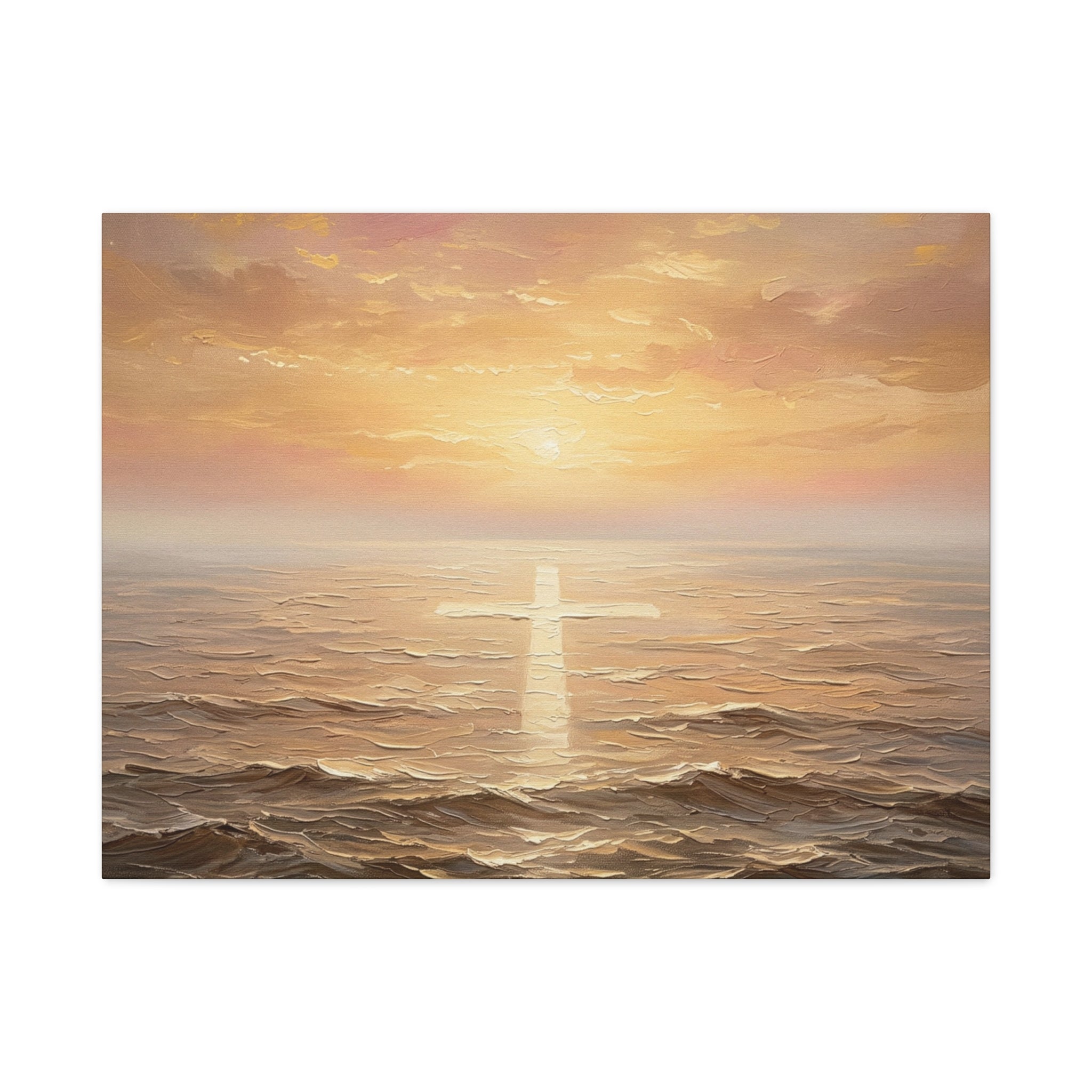 "Divine Light Upon the Waters - The Cross Reflected" | Matthew 14:25-27 Matte Canvas, Stretched