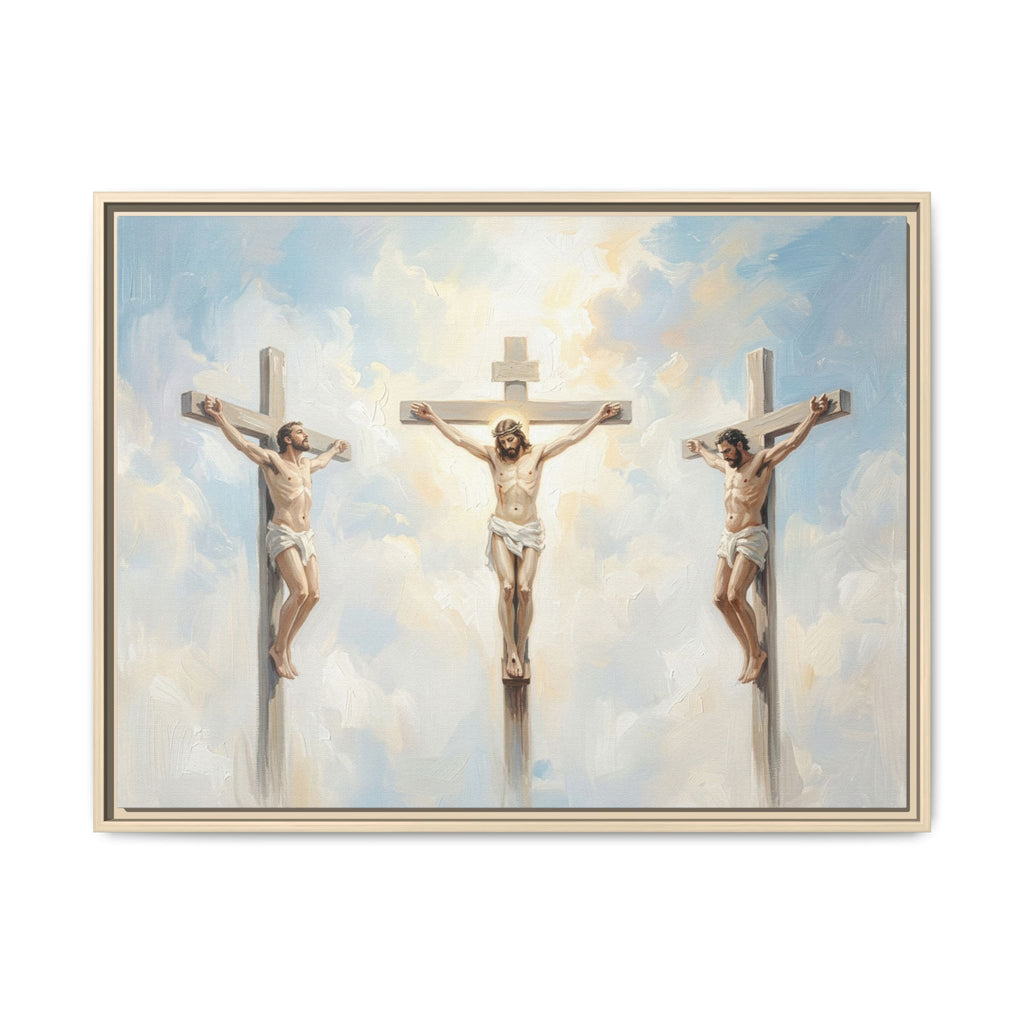 "The Crucifixion - Three Crosses at Golgotha" | Matthew 27:32-56 Framed Canvas