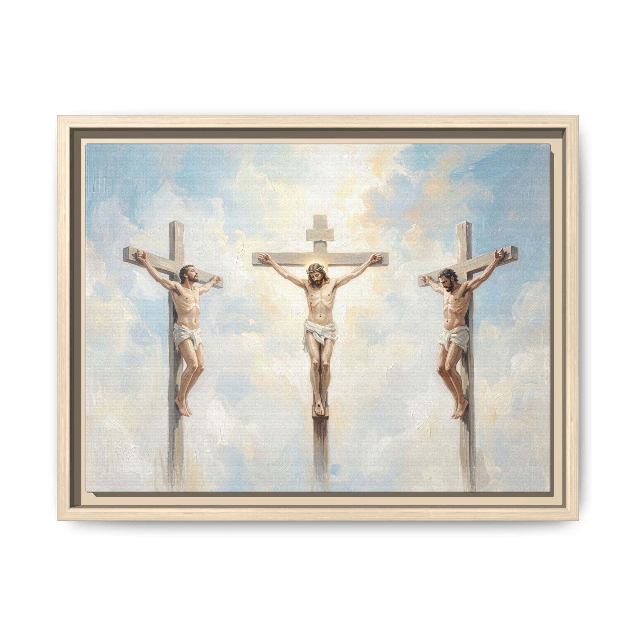 "The Crucifixion - Three Crosses at Golgotha" | Matthew 27:32-56 Framed Canvas