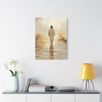 Walking Into the Light — Jesus on the Water  Gold & White Oil Print Matte Canvas, Stretched