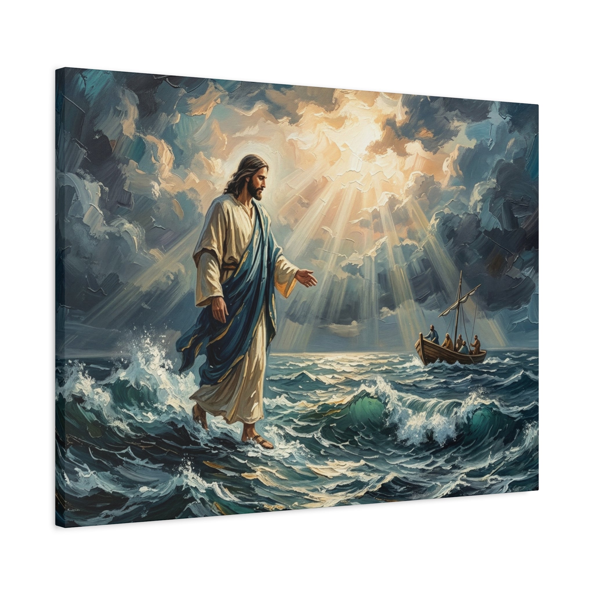 "Peace Be Still - Jesus Walking on Water" | Matthew 14:22-33 Matte Canvas, Stretched