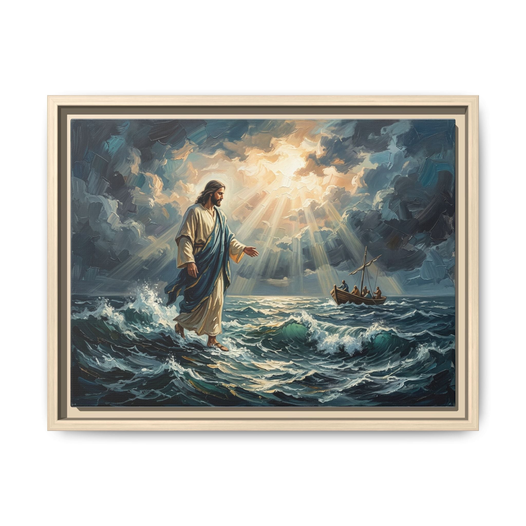 "Peace Be Still - Jesus Walking on Water" | Matthew 14:22-33 Matte Framed Canvas
