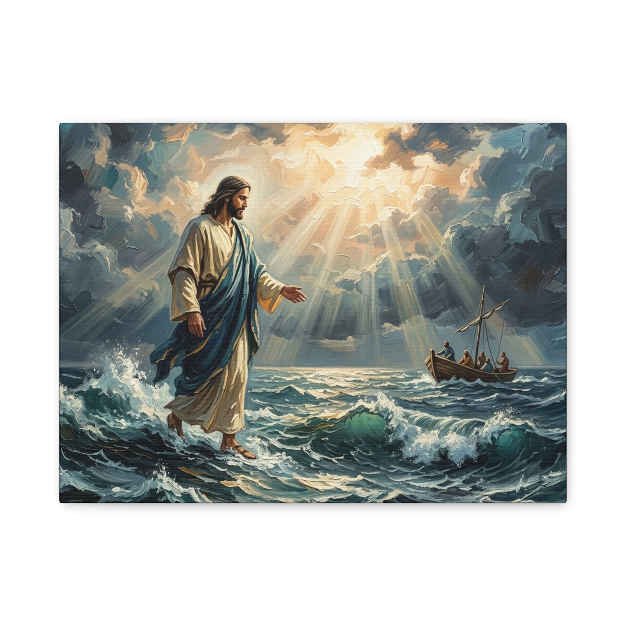 "Peace Be Still - Jesus Walking on Water" | Matthew 14:22-33 Matte Canvas, Stretched