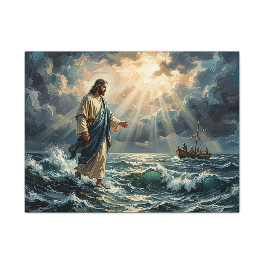 "Peace Be Still - Jesus Walking on Water" | Matthew 14:22-33 Matte Canvas, Stretched