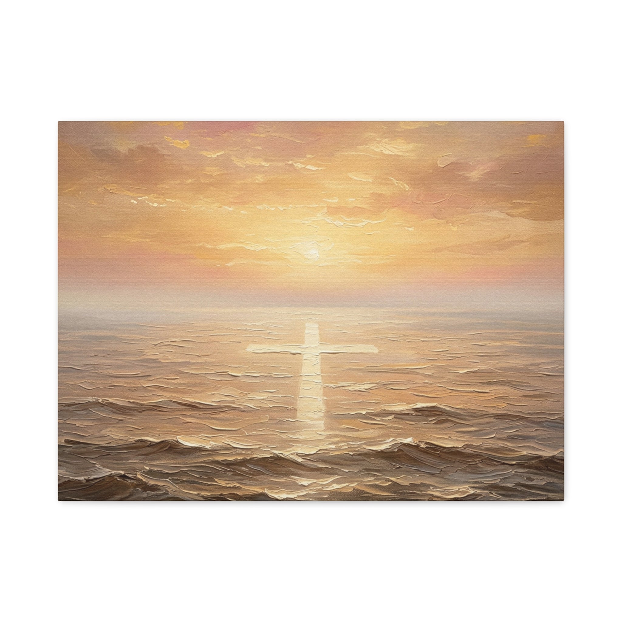 "Divine Light Upon the Waters - The Cross Reflected" | Matthew 14:25-27 Matte Canvas, Stretched