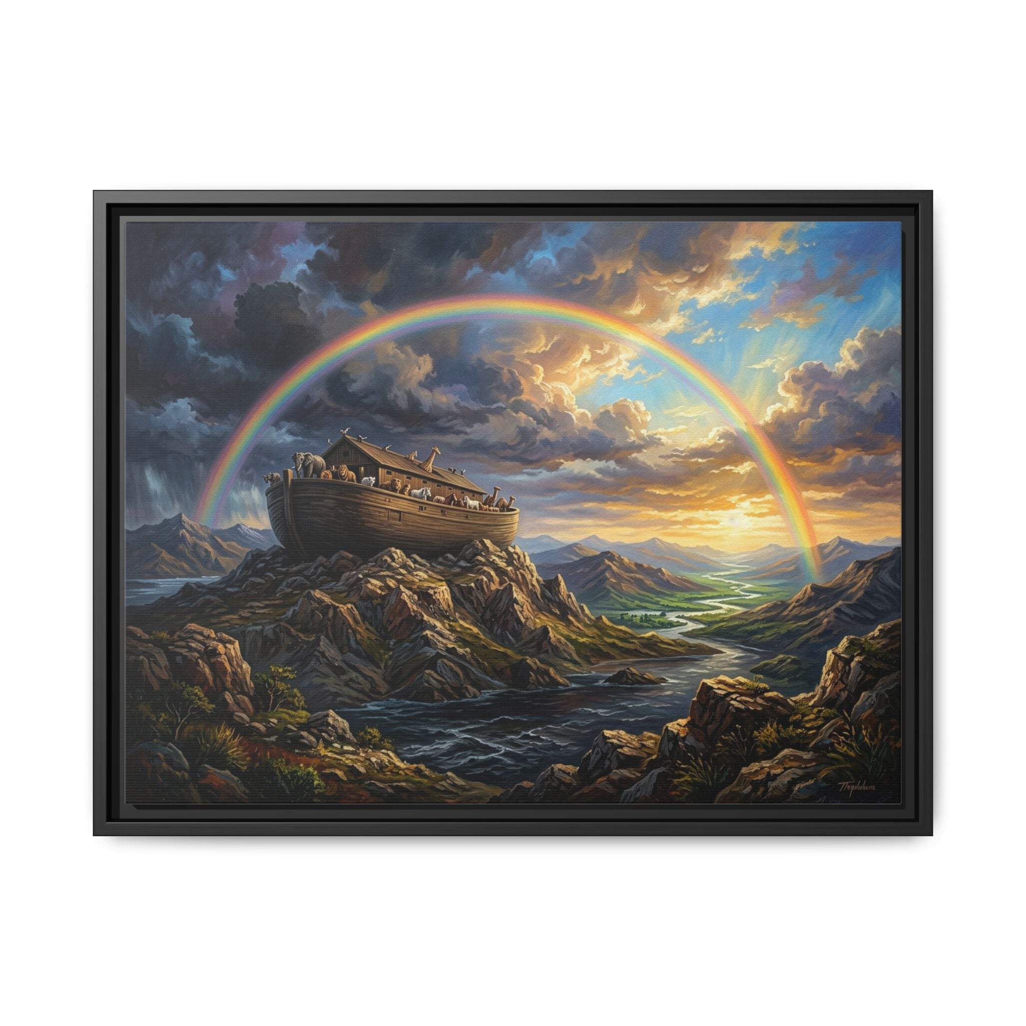 "Noah's Ark - The Covenant Fulfilled" | Genesis 9:12-16 Matte Framed Canvas
