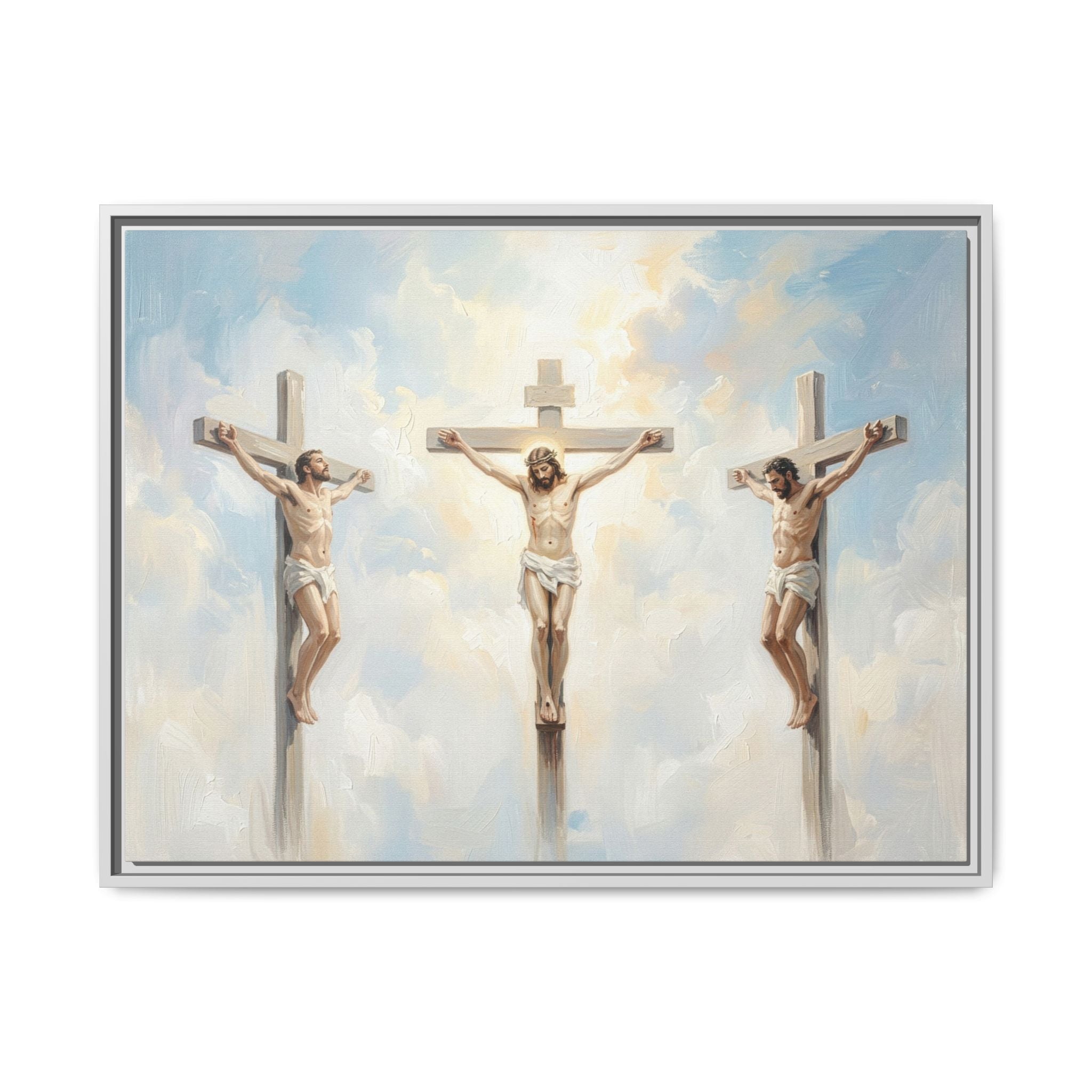 "The Crucifixion - Three Crosses at Golgotha" | Matthew 27:32-56 Framed Canvas