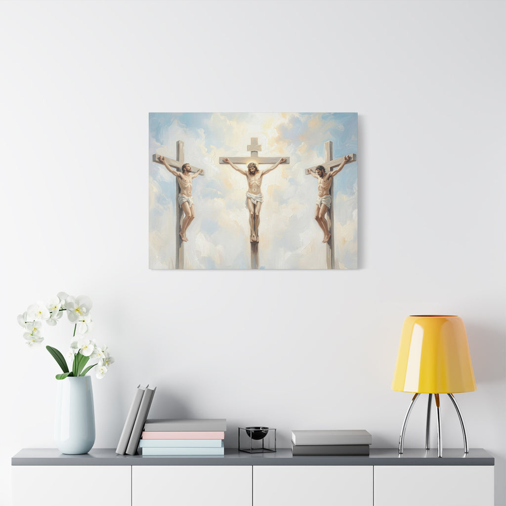 "The Crucifixion - Three Crosses at Golgotha" | Matthew 27:32-56 Matte Canvas, Stretched