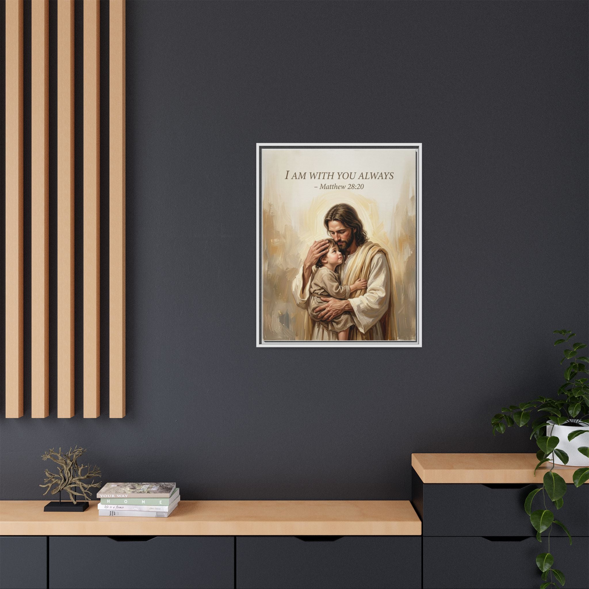 I Am With You Always – Matthew 28:20 Matte Framed Canvas