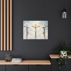 "The Crucifixion - Three Crosses at Golgotha" | Matthew 27:32-56 Matte Canvas, Stretched