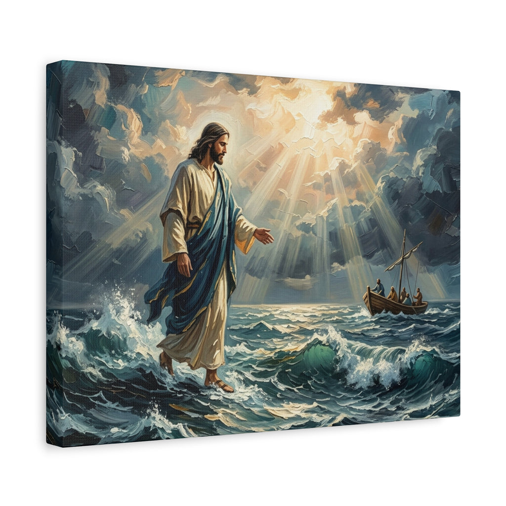 "Peace Be Still - Jesus Walking on Water" | Matthew 14:22-33 Matte Canvas, Stretched