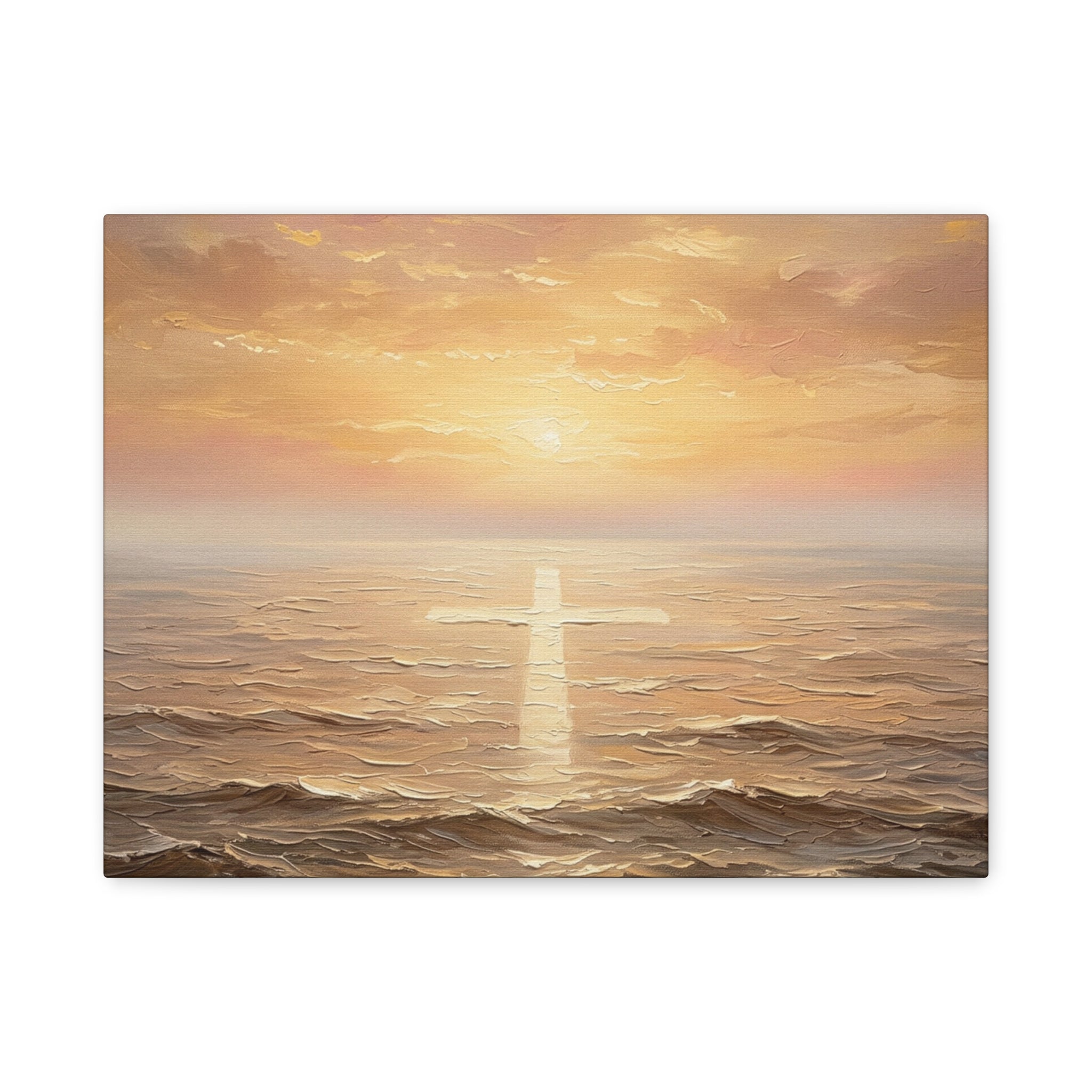 "Divine Light Upon the Waters - The Cross Reflected" | Matthew 14:25-27 Matte Canvas, Stretched
