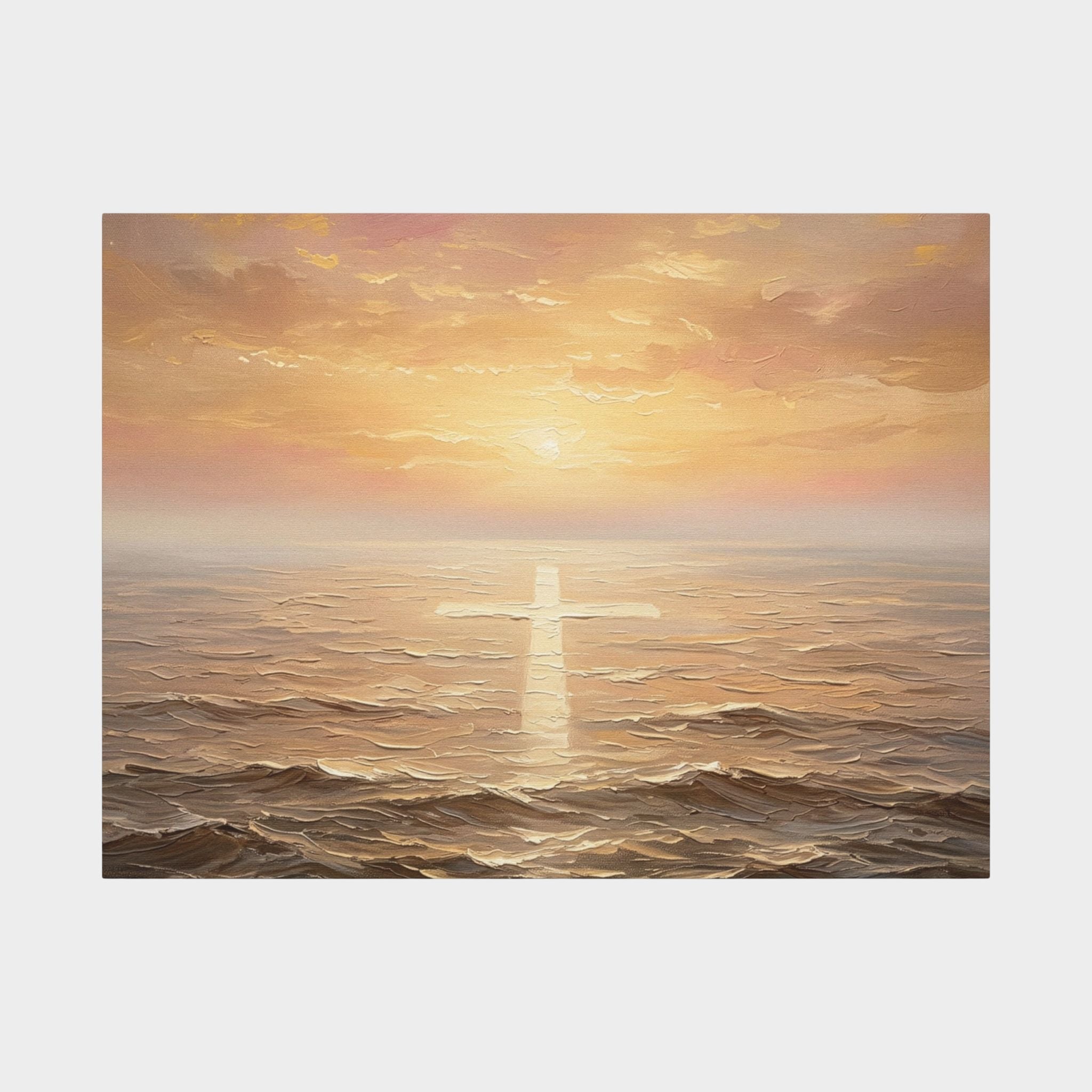 "Divine Light Upon the Waters - The Cross Reflected" | Matthew 14:25-27 Matte Canvas, Stretched