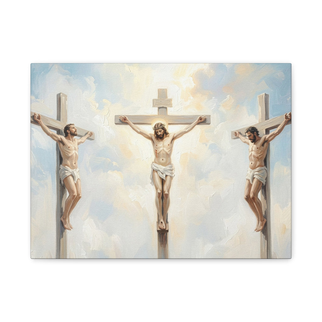 "The Crucifixion - Three Crosses at Golgotha" | Matthew 27:32-56 Matte Canvas, Stretched