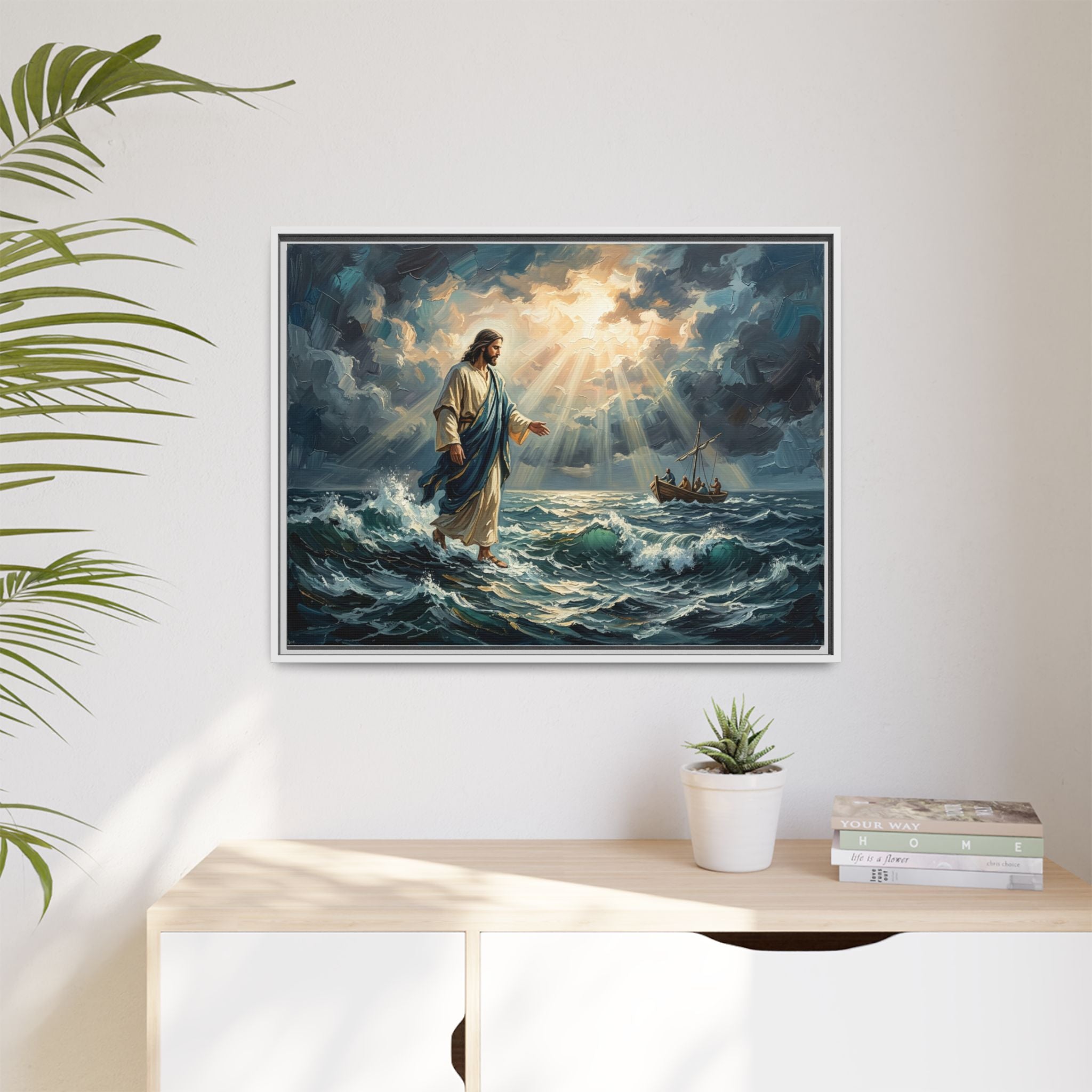 "Peace Be Still - Jesus Walking on Water" | Matthew 14:22-33 Matte Framed Canvas
