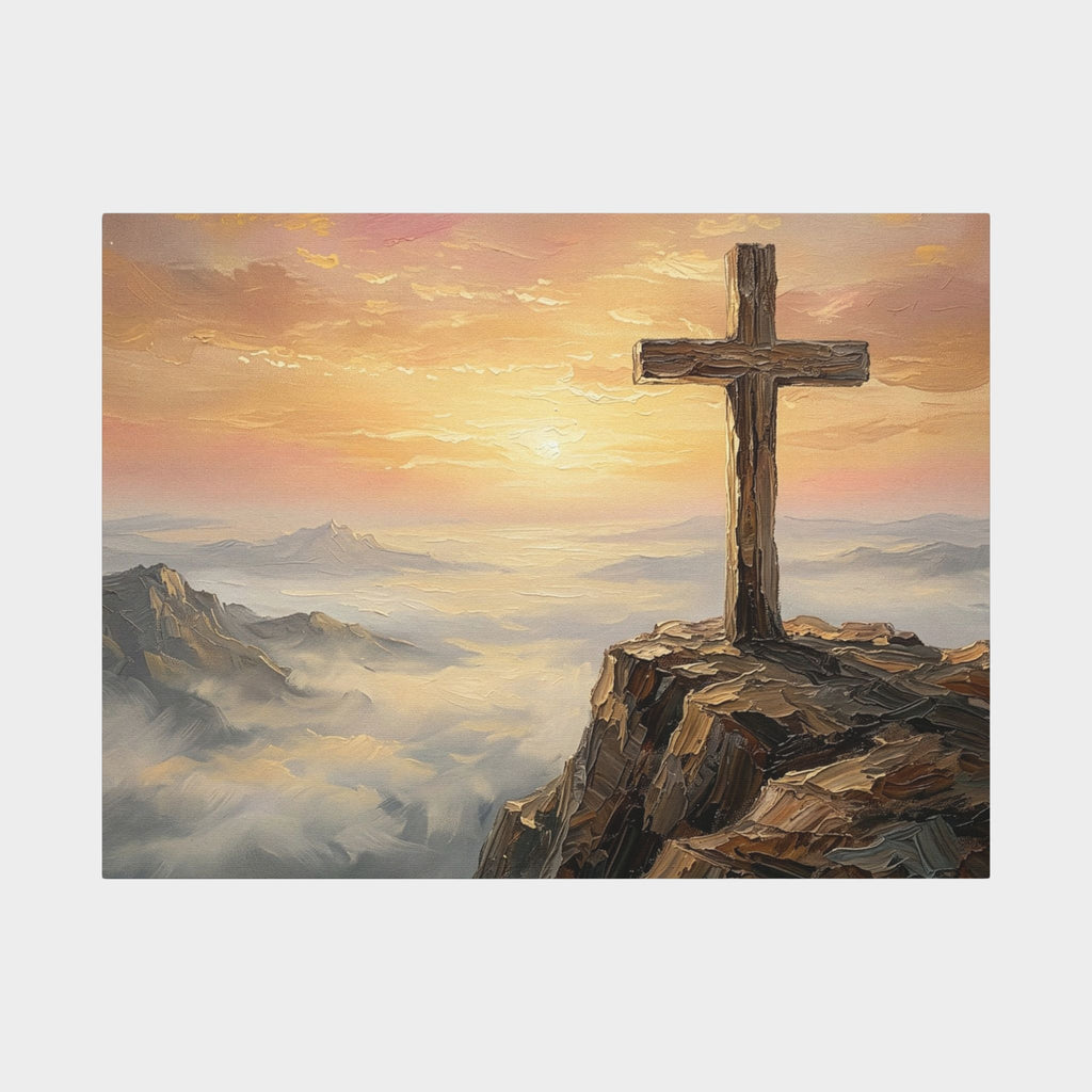"The Cross at Dawn - Victory Over the Valley" | Romans 6:9-10 Digital Print