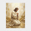 In His Presence — Jesus Kneeling in Prayer | Gold & White Oil Print Digital Print