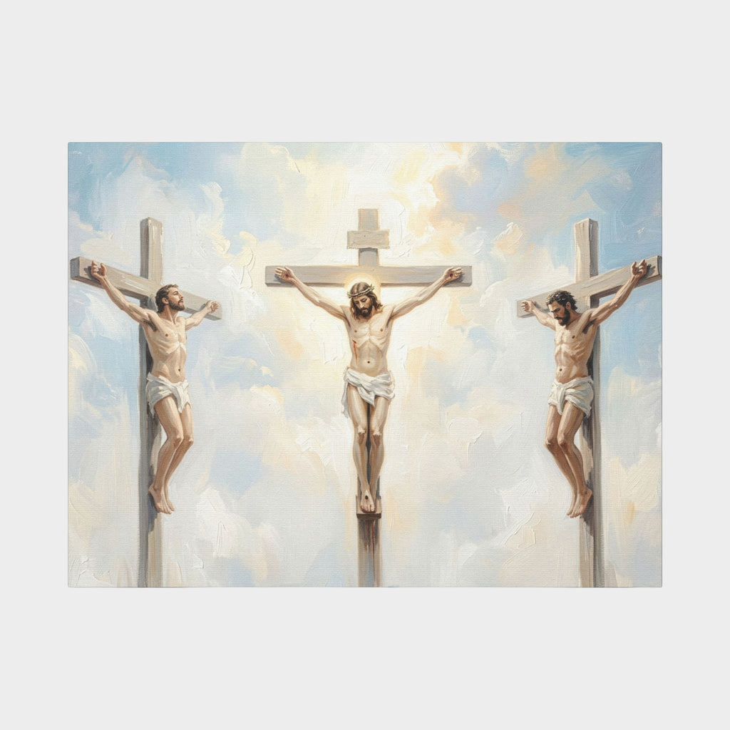 "The Crucifixion - Three Crosses at Golgotha" | Matthew 27:32-56 Matte Canvas, Stretched