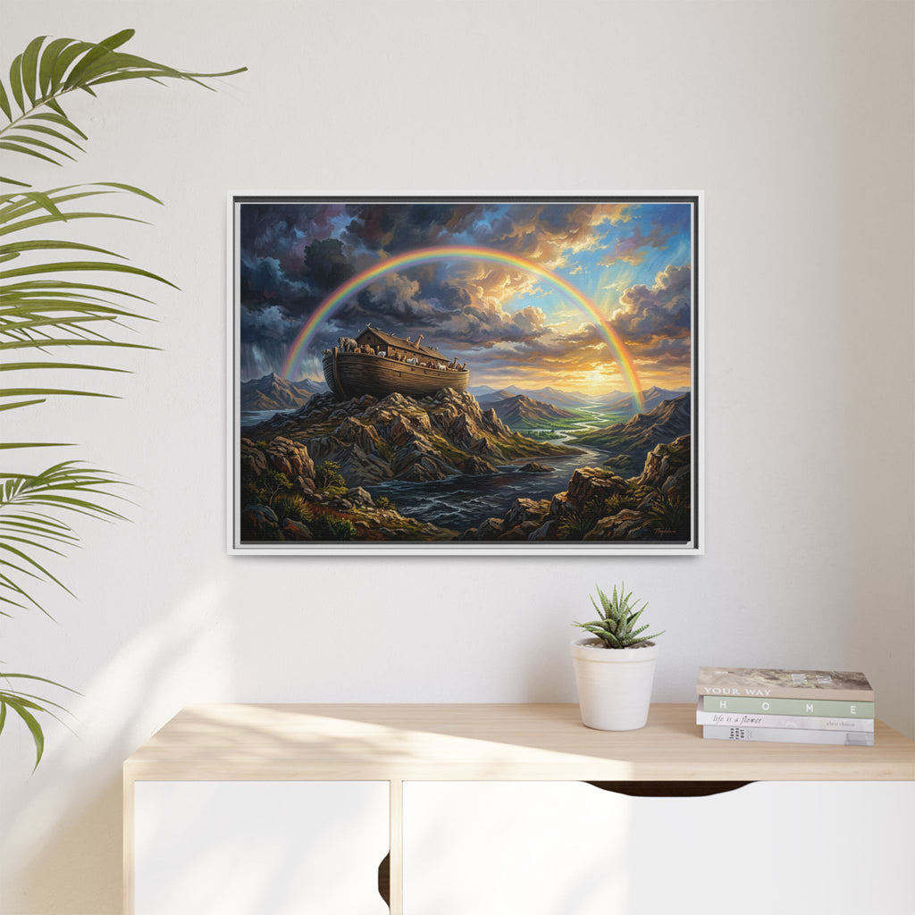 "Noah's Ark - The Covenant Fulfilled" | Genesis 9:12-16 Matte Framed Canvas