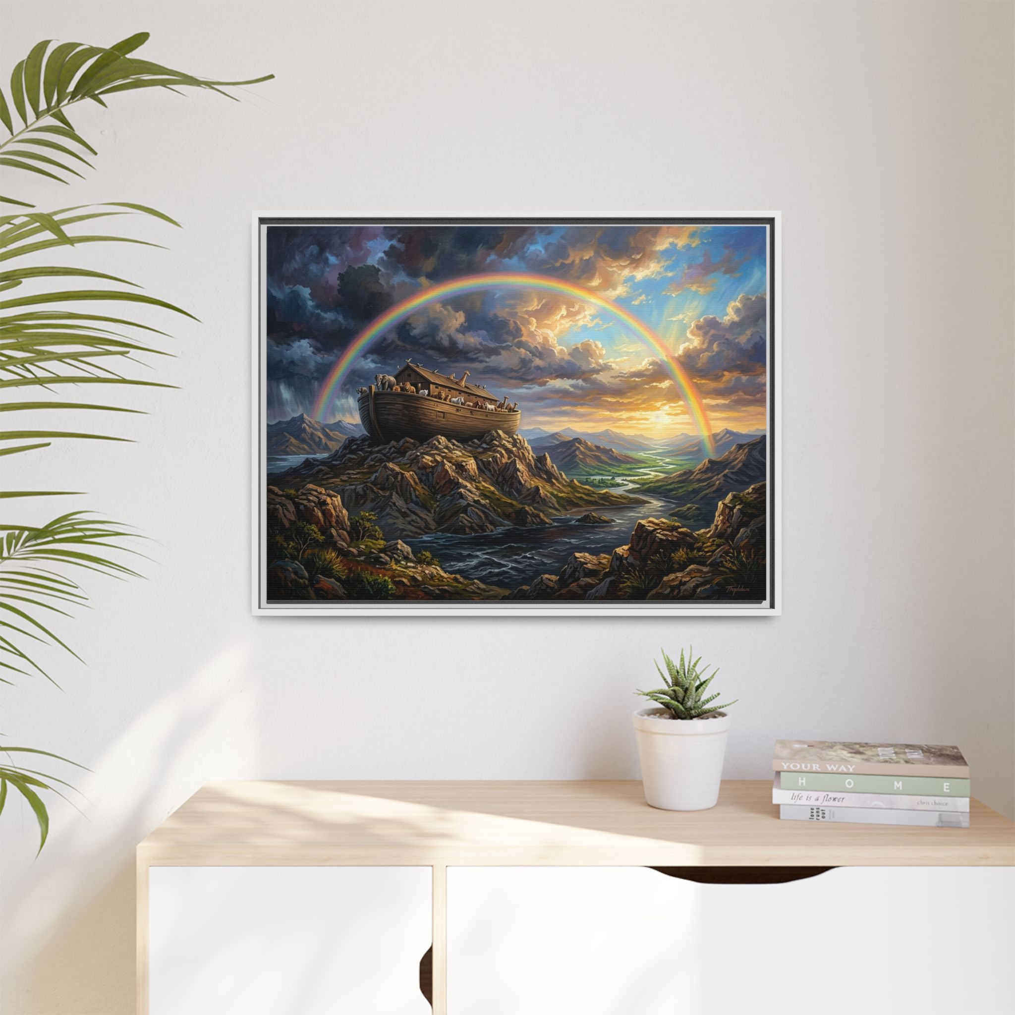 "Noah's Ark - The Covenant Fulfilled" | Genesis 9:12-16 Matte Framed Canvas