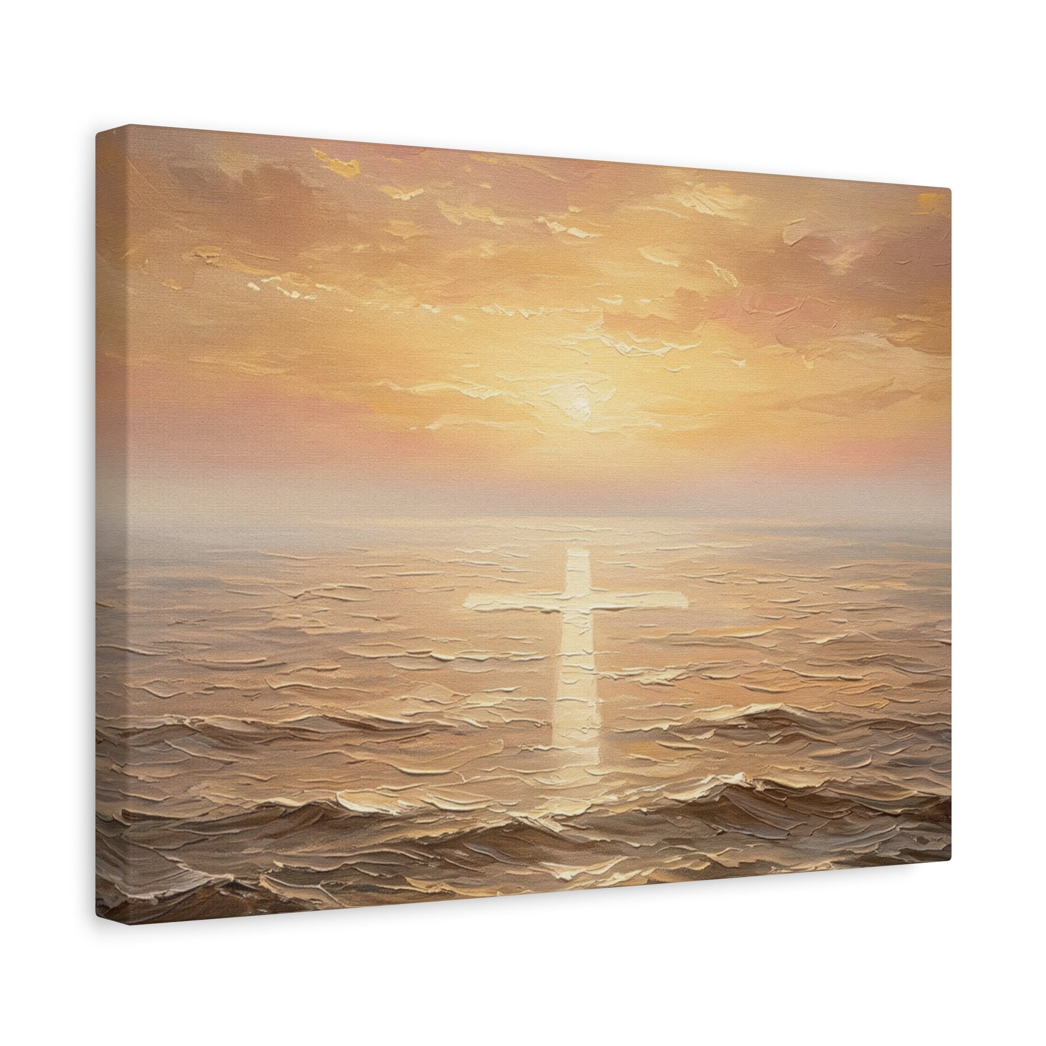 "Divine Light Upon the Waters - The Cross Reflected" | Matthew 14:25-27 Matte Canvas, Stretched