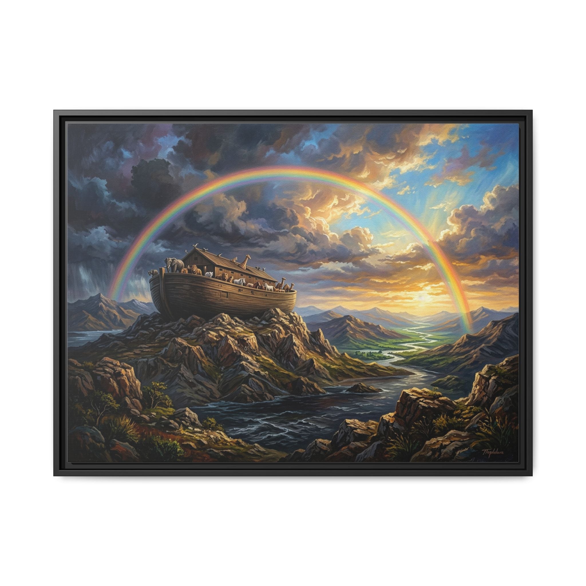 "Noah's Ark - The Covenant Fulfilled" | Genesis 9:12-16 Matte Framed Canvas