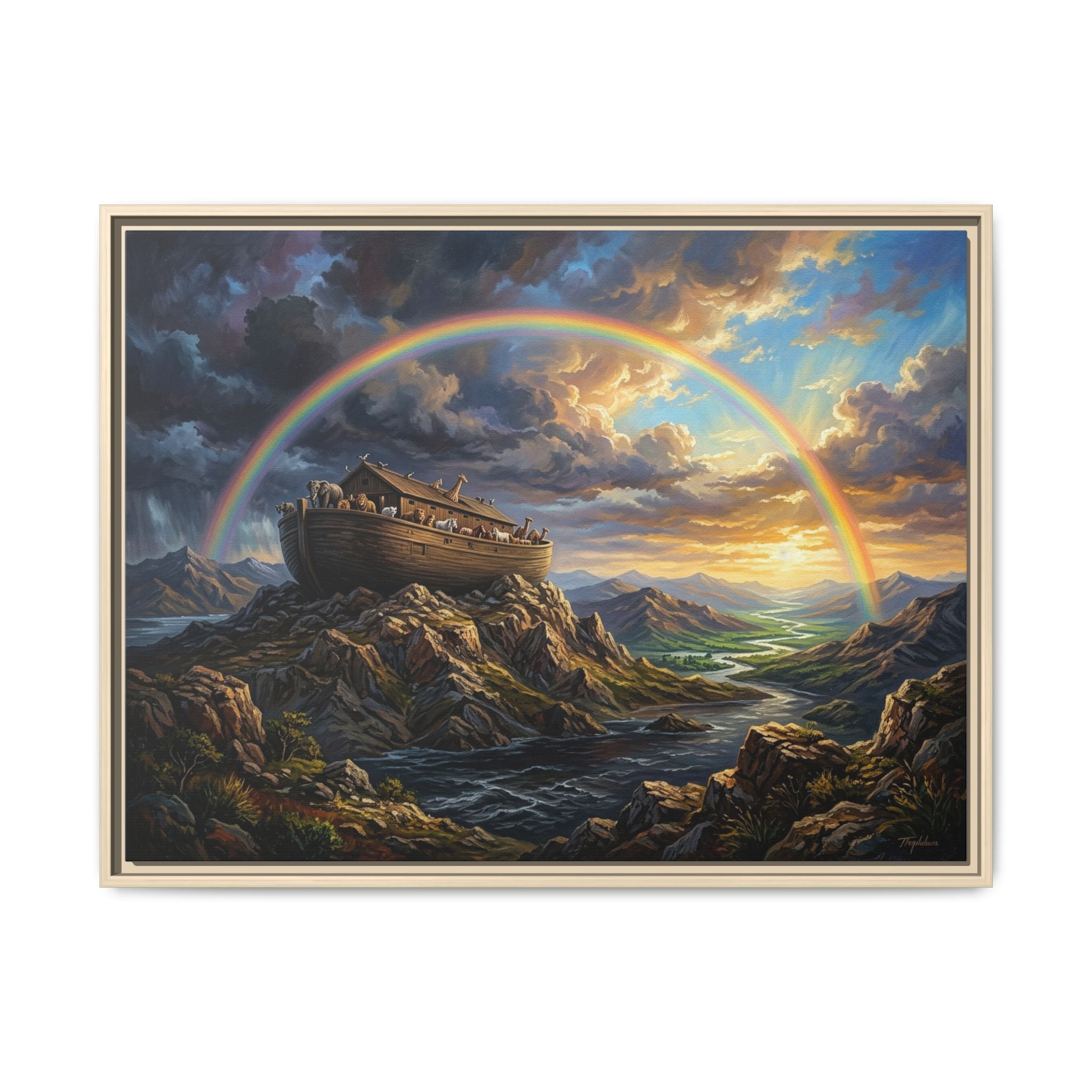 "Noah's Ark - The Covenant Fulfilled" | Genesis 9:12-16 Matte Framed Canvas