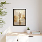 Walking Into the Light — Jesus on the Water  Gold & White Oil Print Matte Framed Canvas