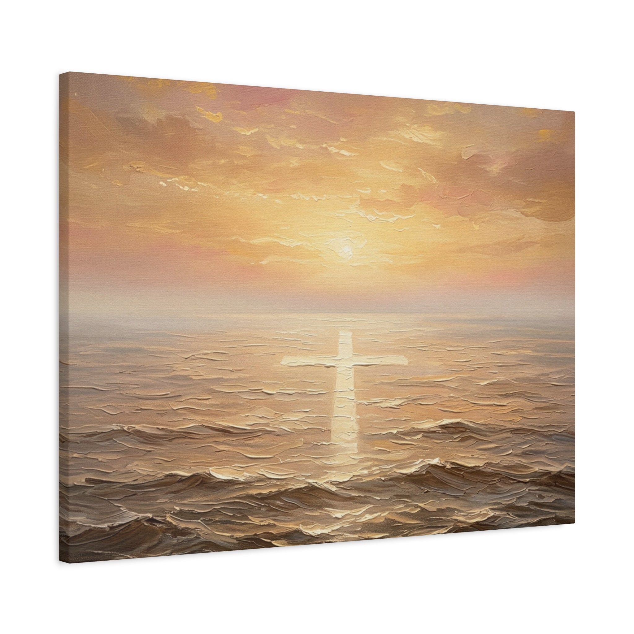 "Divine Light Upon the Waters - The Cross Reflected" | Matthew 14:25-27 Matte Canvas, Stretched