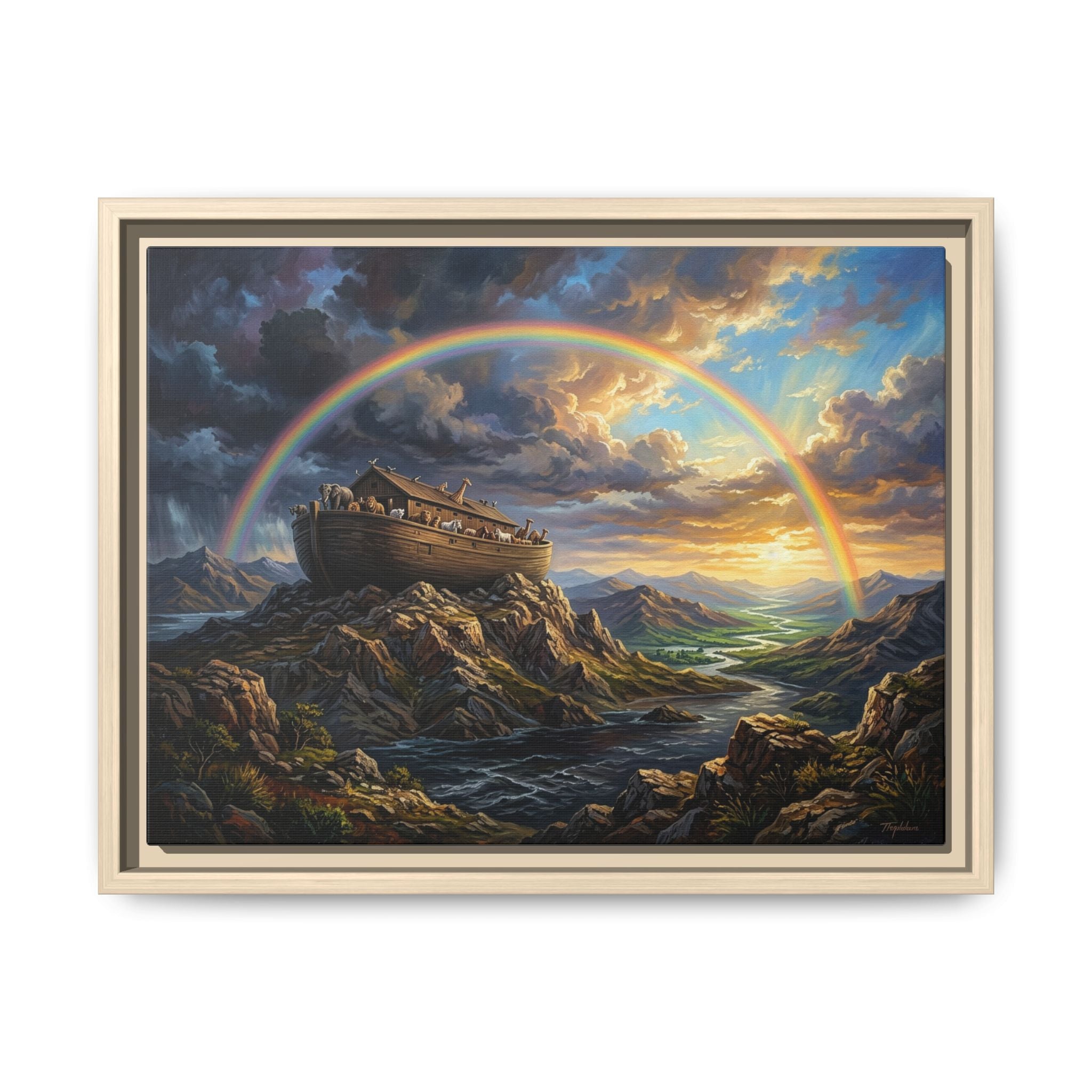 "Noah's Ark - The Covenant Fulfilled" | Genesis 9:12-16 Matte Framed Canvas