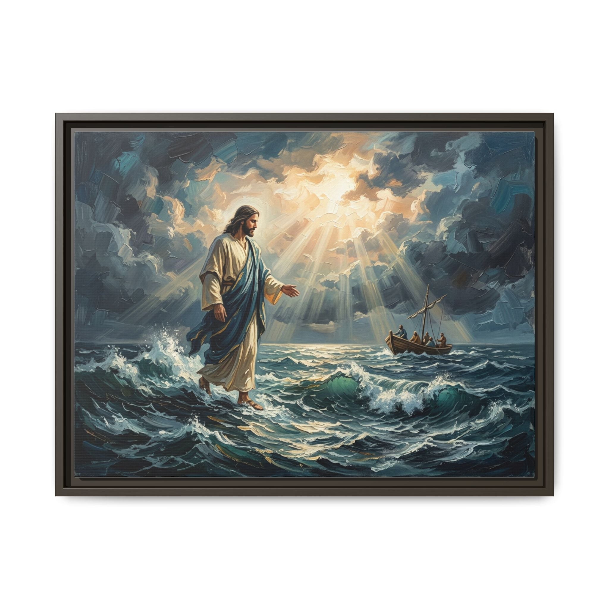 "Peace Be Still - Jesus Walking on Water" | Matthew 14:22-33 Matte Framed Canvas