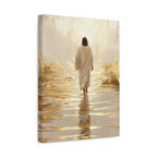 Walking Into the Light — Jesus on the Water  Gold & White Oil Print Matte Canvas, Stretched
