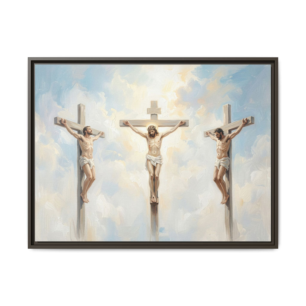 "The Crucifixion - Three Crosses at Golgotha" | Matthew 27:32-56 Framed Canvas