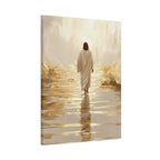 Walking Into the Light — Jesus on the Water  Gold & White Oil Print Matte Canvas, Stretched