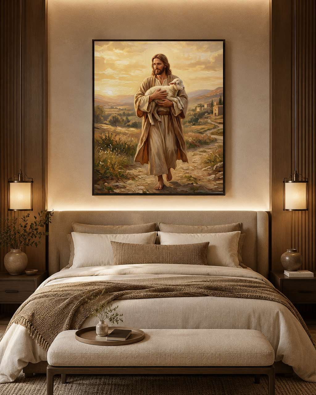 Shepherd of Peace Matte Framed Canvas