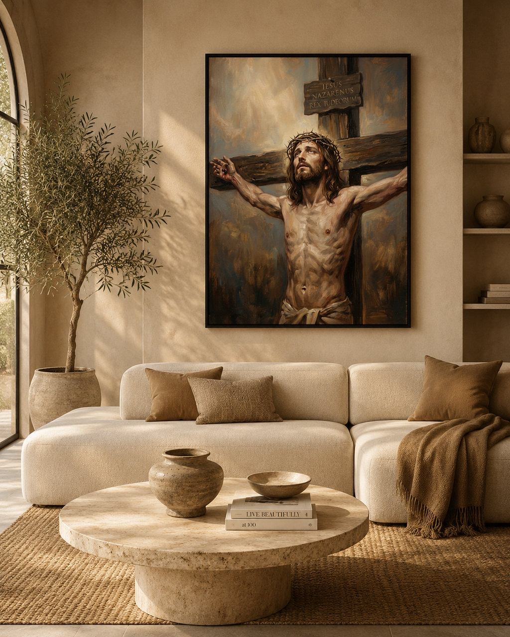 Redeemer on the Cross Matte Framed Canvas