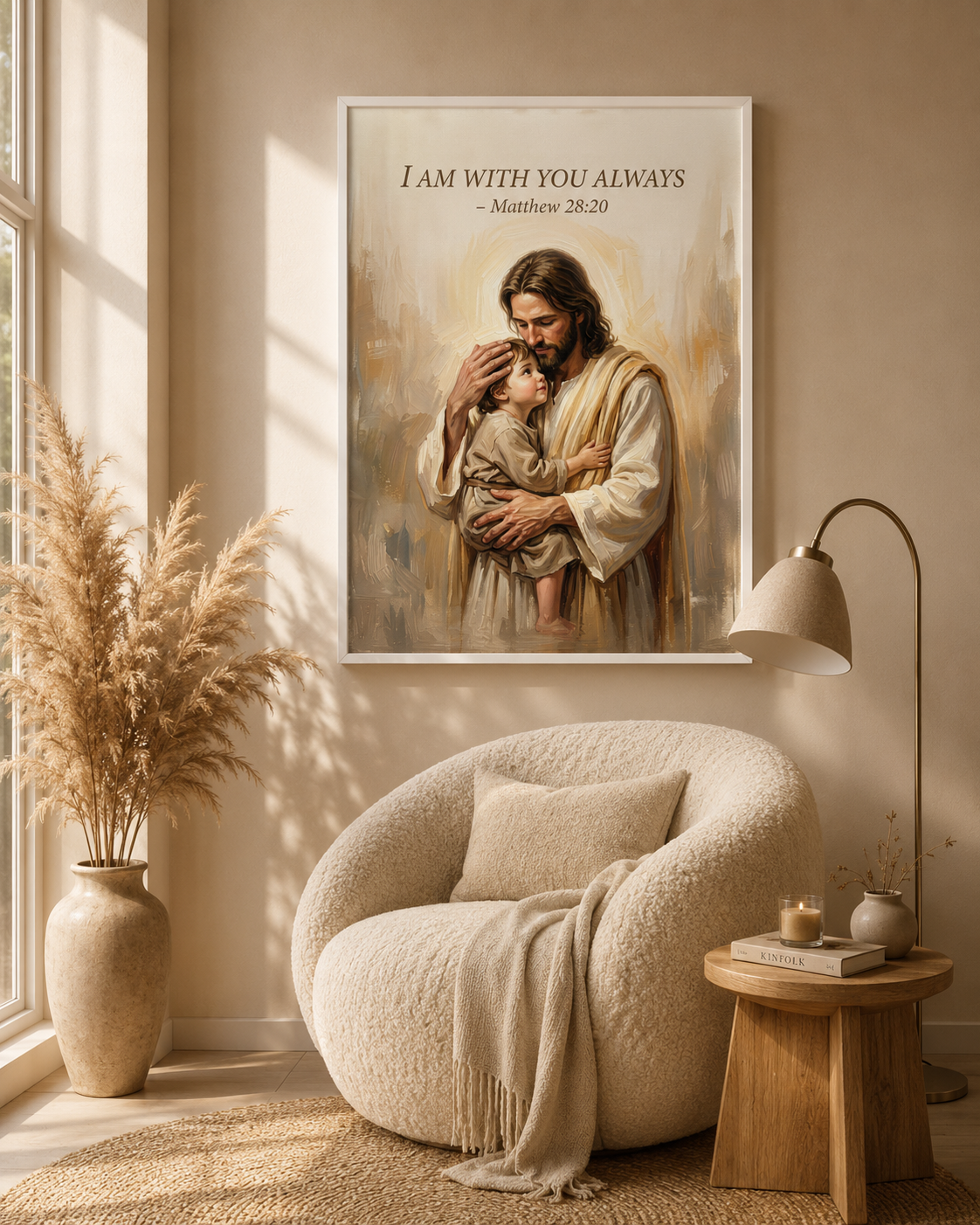 I Am With You Always – Matthew 28:20 Matte Framed Canvas