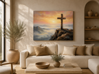 "The Cross at Dawn - Victory Over the Valley" | Romans 6:9-10 Matte Canvas, Stretched